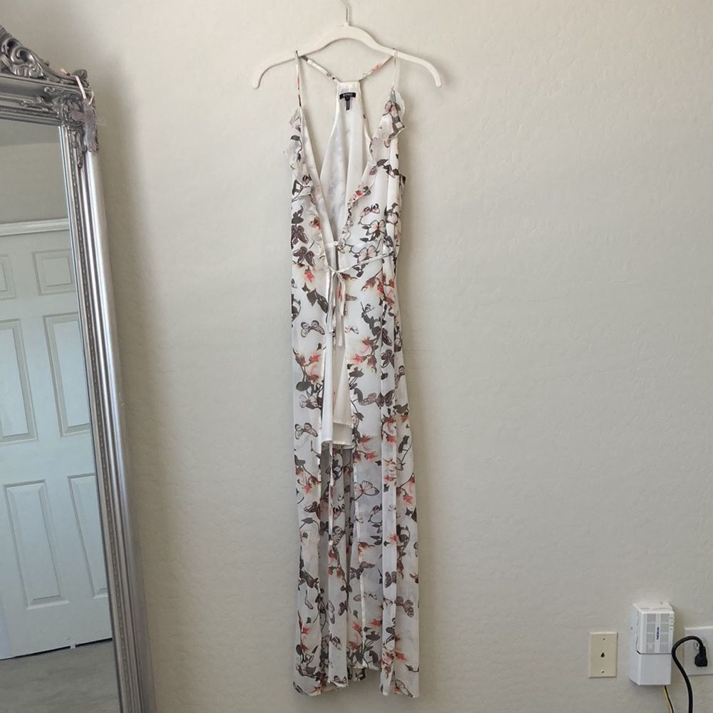 Butterfly Print Ruffled High-Low Maxi Dress - Picture 4 of 7